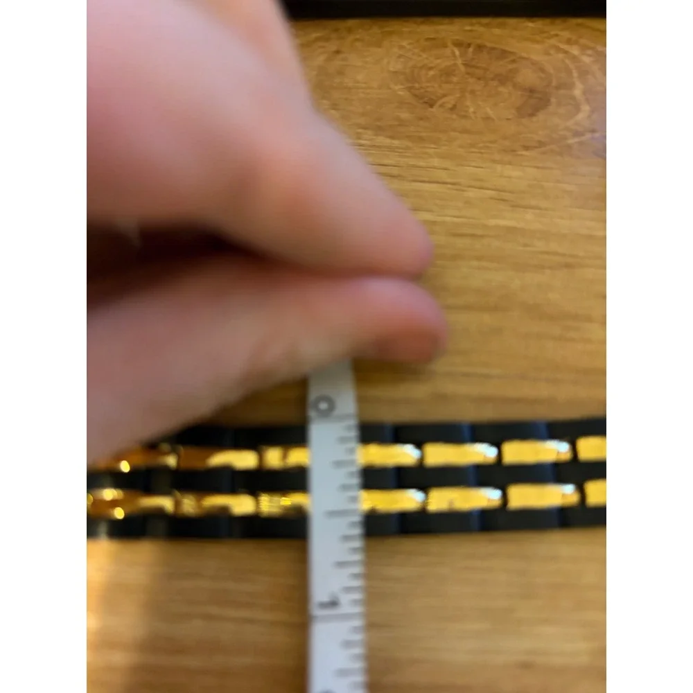 Magnetic Therapy Link Bracelet Two‎ Tone Black Gold Wellness 8.25in